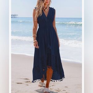Cupshe Deep Blue Dress with Lace